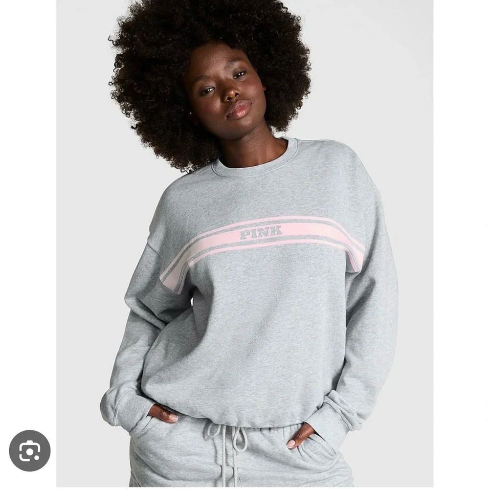 PINK Victoria's Secret Gray Sweatshirt with Pink Accents Size S